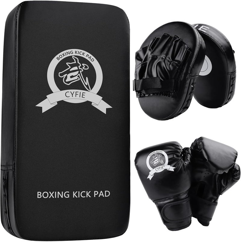 SEISSO Kids Boxing Gloves Boxing Kick Pads Punching Mitts Set for Taekwondo Karate Training Target Focus Muay Thai Pads Punch Kicking Strike MMA Martial Art for Kids Youth - Image 1